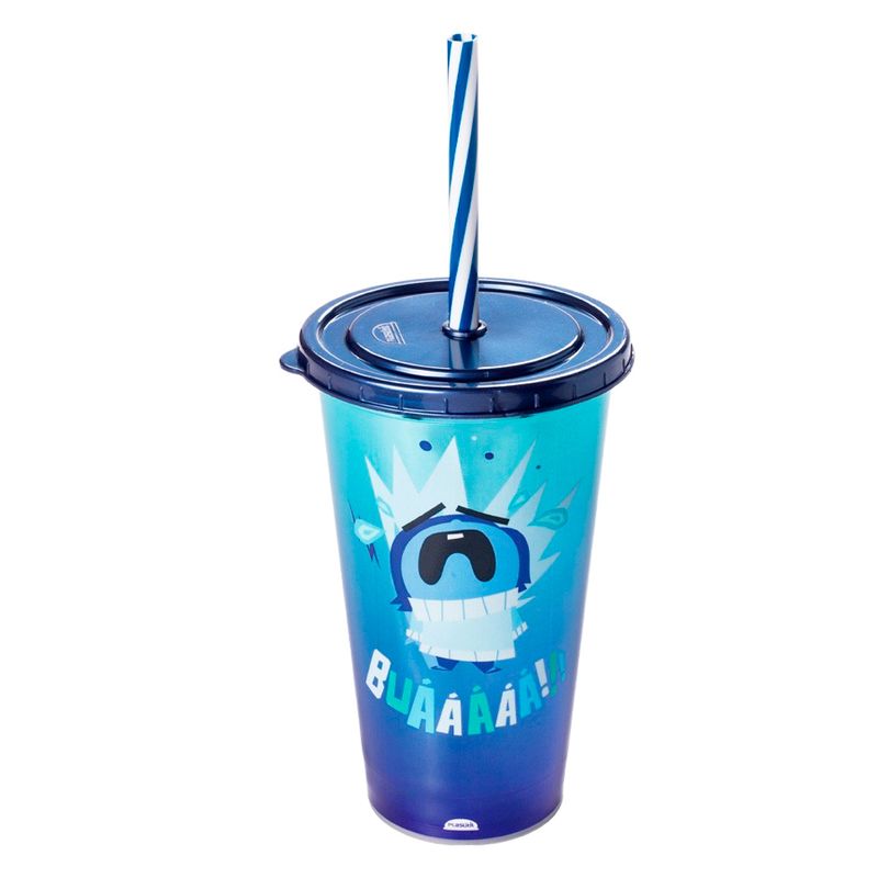 Copo de Plástico com Tampa e Canudo - Divertidamente 2 - Buaaa - 500ml - 1 unidade - Plasútil - Magazine 25