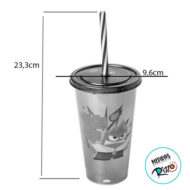 Copo de Plástico com Tampa e Canudo - Divertidamente 2 - Hoje Não - 500ml  - 1 unidade - Plasútil - Magazine 25