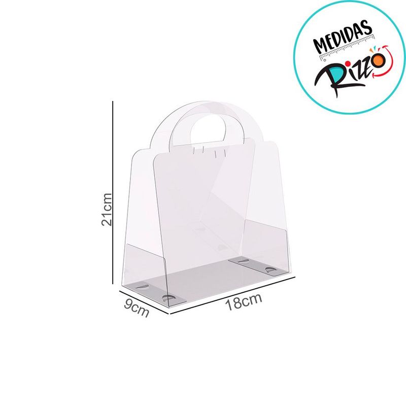 Sacola Transparente Bag com Alça M - 21x18x9cm - 1 unidade - Rizzo