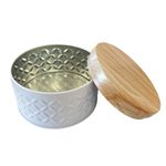 Lata de Metal Redonda Texturizada - Branca - 10x6cm - 1 unidade - Magazine 25