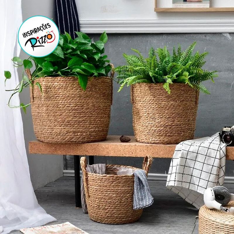 Cesta Decorativa Imares de Seagrass - 17x17x16cm - 1 unidade - Magazine 25