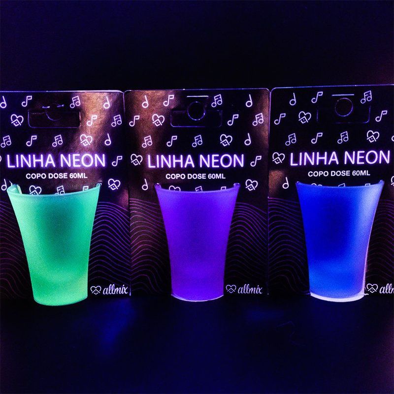 Copo Shot Neon Fluorescente em Vidro Fosco - Rosa - 60 mL - 1 unidade - AllMix - Magazine 25