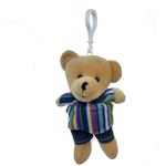 Chaveiro Urso de Pelúcia - Roupa Listrada - 14cm - 1 unidade - Magazine 25