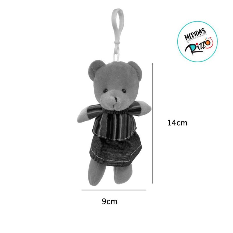 Chaveiro Urso de Pelúcia - Roupa Listrada Colorida - 14cm - 1 unidade - Magazine 25