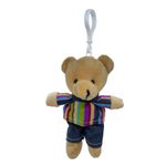 Chaveiro Urso de Pelúcia - Roupa Listrada Colorida - 14cm - 1 unidade - Magazine 25