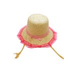 Chapéu de Palha de Renda com Trança - Rosa com Trança Loira - 1 unidade - Magazine 25