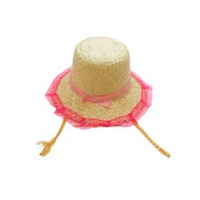 Chapéu de Palha de Renda com Trança - Rosa com Trança Loira - 1 unidade - Magazine 25