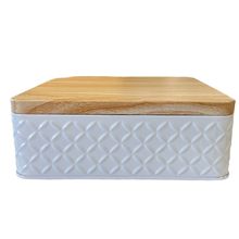 Lata de Metal Quadrada Texturizada - Branco - 17x6cm - 1 unidade - Magazine 25