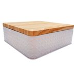 Lata de Metal Quadrada Texturizada - Branco - 17x6cm - 1 unidade - Magazine 25