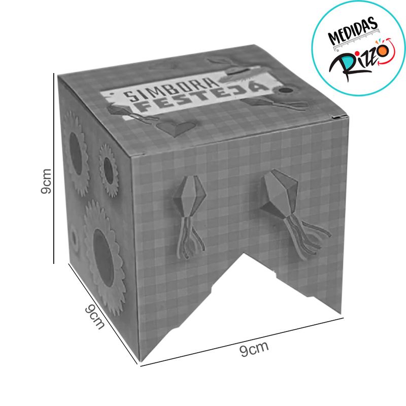 Caixa Bandeirola Simbora Festejá - 9x9x9cm - Ref. C4960 - 10 unidades - Ideia Embalagens - Magazine 25