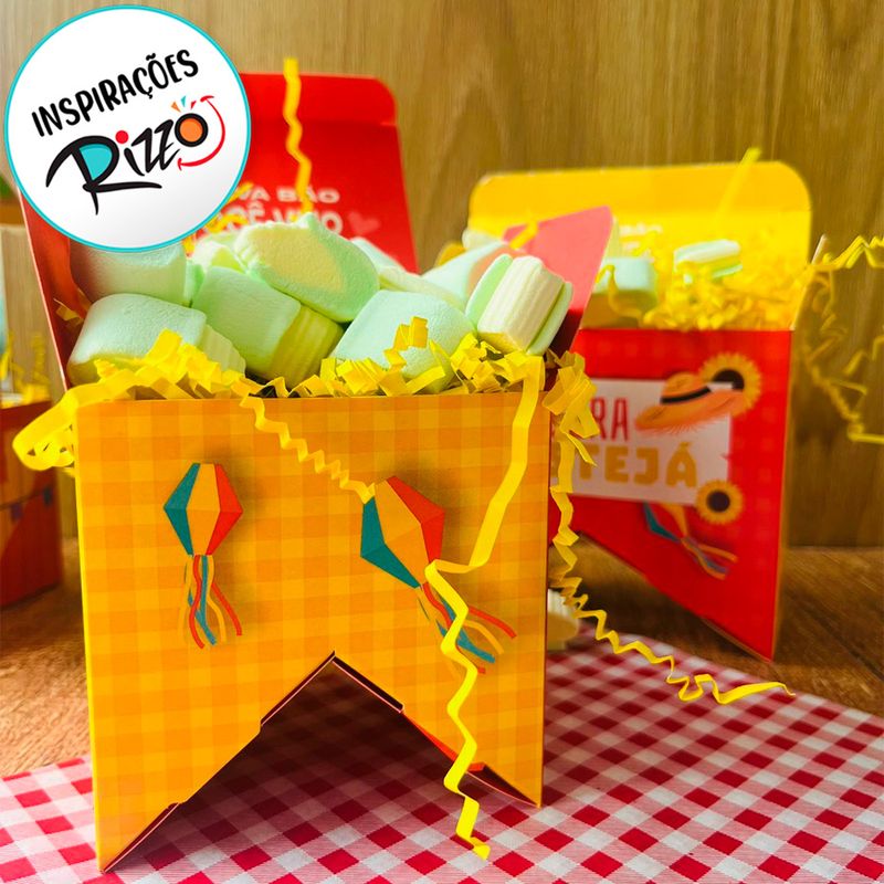Caixa Bandeirola Simbora Festejá - 9x9x9cm - Ref. C4960 - 10 unidades - Ideia Embalagens - Magazine 25