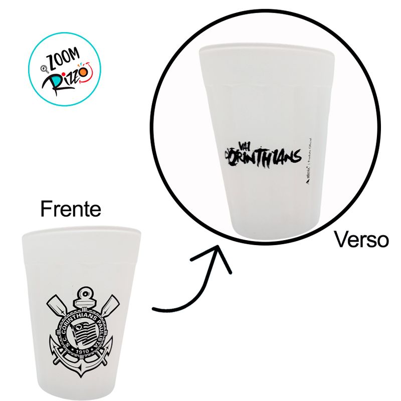 Copo Americano - Corinthians Branco Fosco - 190ml - 2 unidades - Allmix Presentes - Rizzo