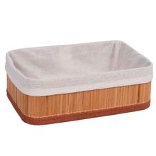 Cesta Decorativa de Bambu com Forro de Tecido - 29x19x10cm - 1 unidade - Magazine 25