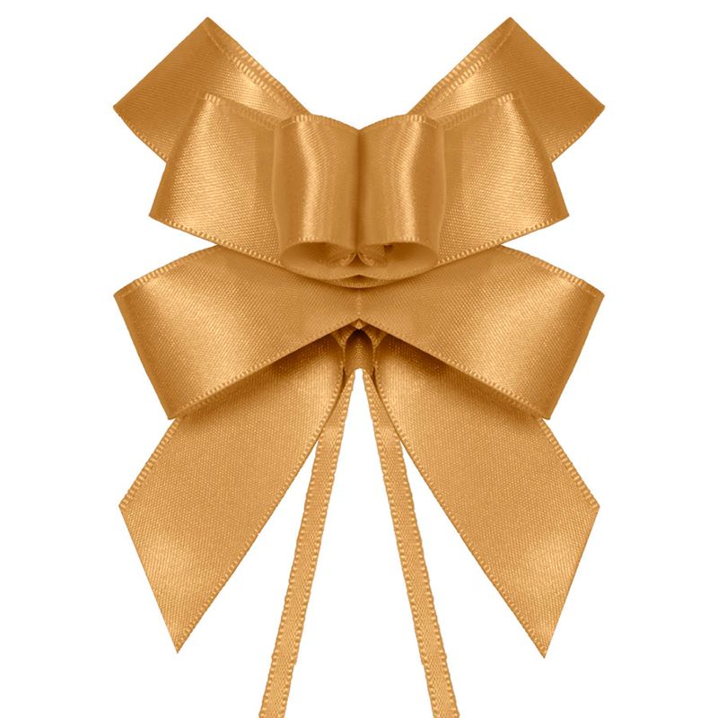 Laço Fácil de Fita de Cetim - Dourado - 22mm - 5 unidades - Progresso - Magazine 25