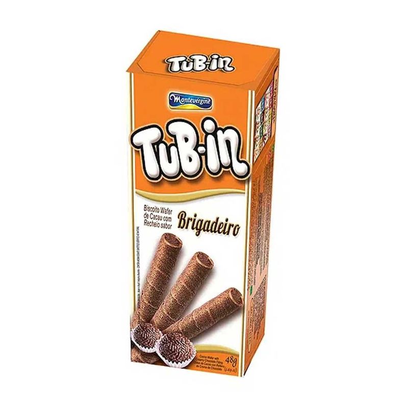 Tubinho de Wafer Tub In Recheio Brigadeiro 48g - Montevérgine