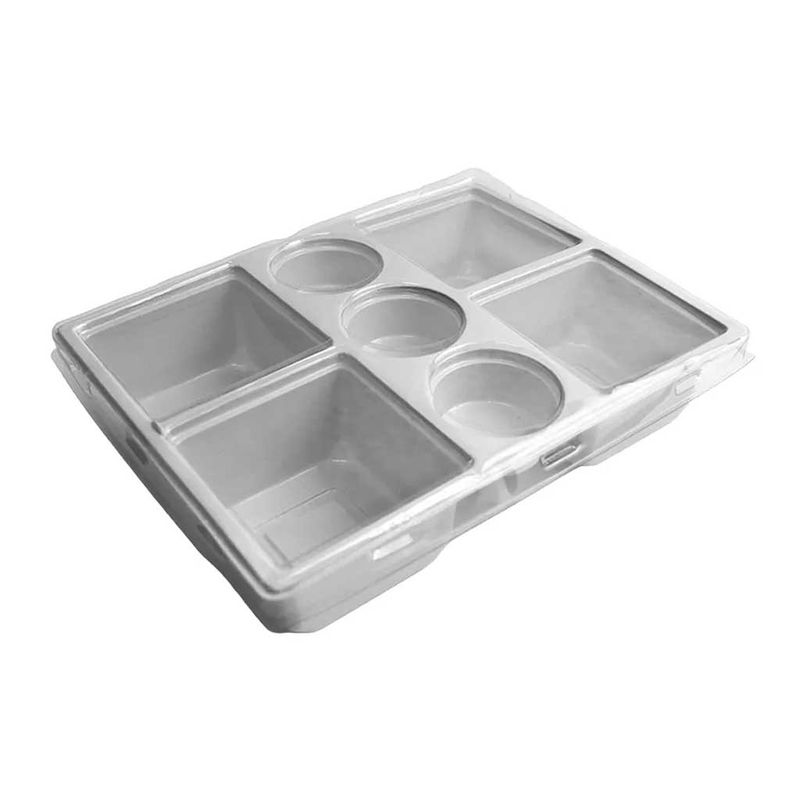 Caixa para Fondue Pequena PVC Branco com divisória e Tampa Transparente -Yinpack