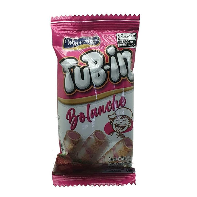 Tubinho de Wafer Tub In Recheio Bolanche Morango 30g - Montevérgine