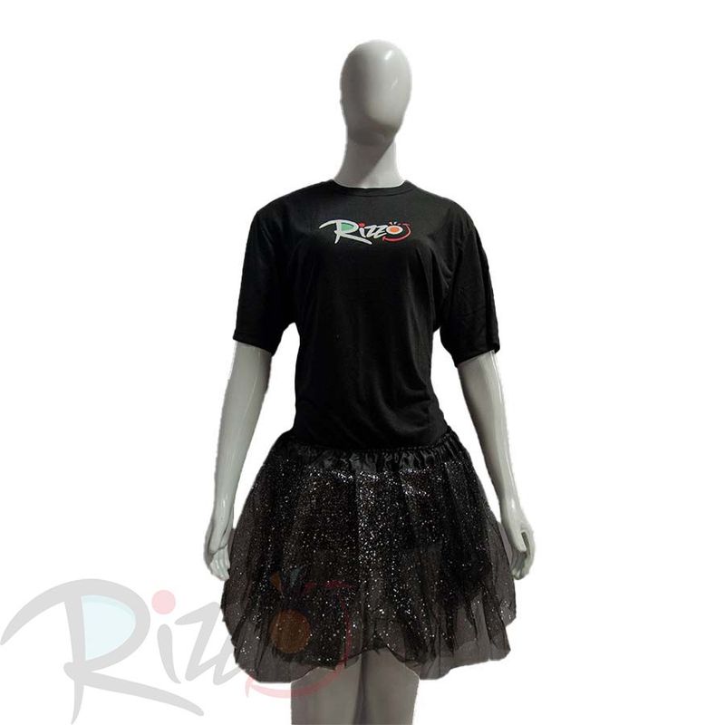 Saia Tule preto com Glitter - 40cm - Mod:186A - 01 unidade - Magazine 25