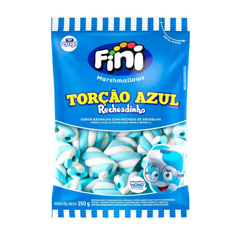 Marshmallow Torção Azul Recheadinho - 250 g - 1 unidade - Fini - Magazine 25