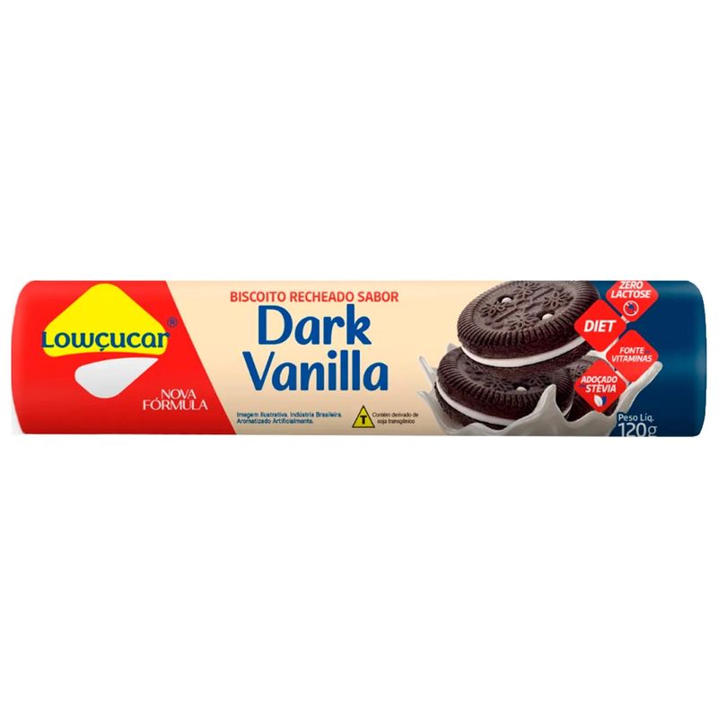 Biscoito Recheado Diet Dark Vanilla 120g - Lowçúcar