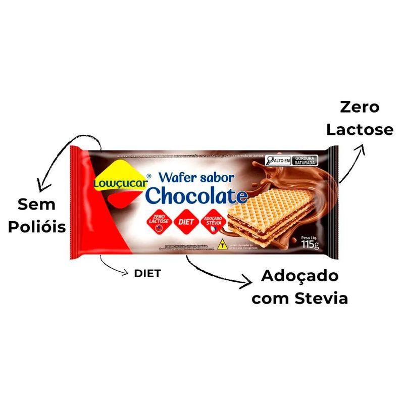 Biscoito Wafer Recheado Diet Chocolate 115g - Lowçúcar