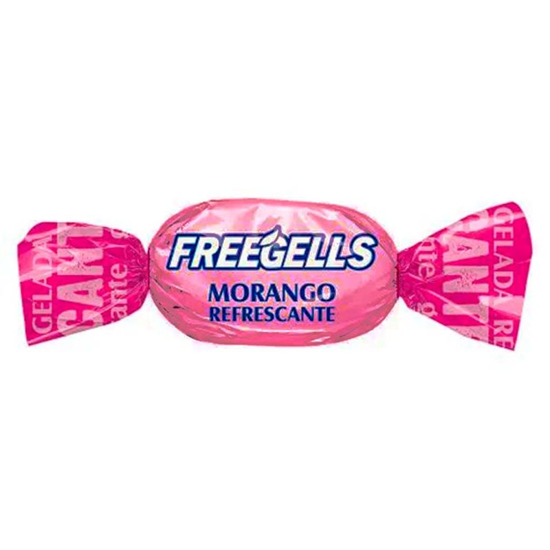 Bala Dura Morango Refrescante Freegells 475g - Riclan
