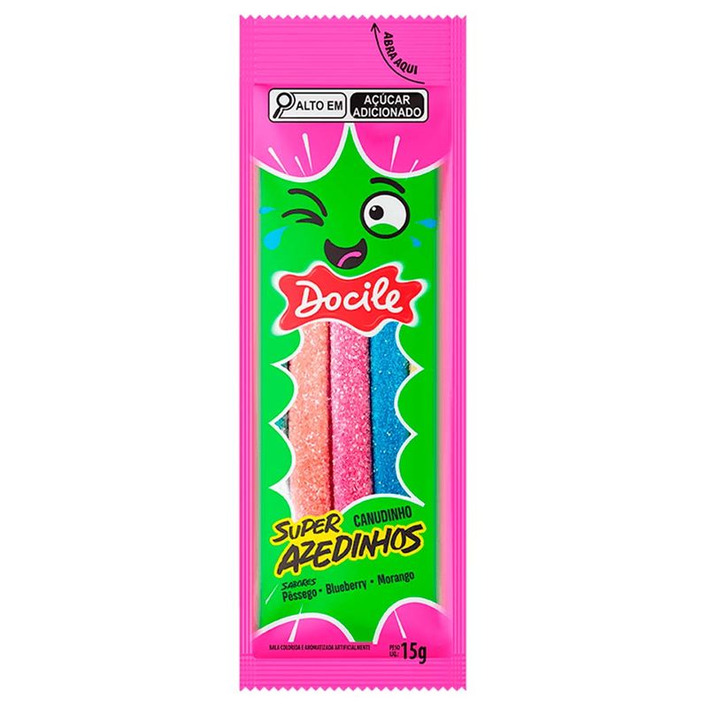 Bala de Goma Super Azedinhos Canudinho 15g c/12 - Docile
