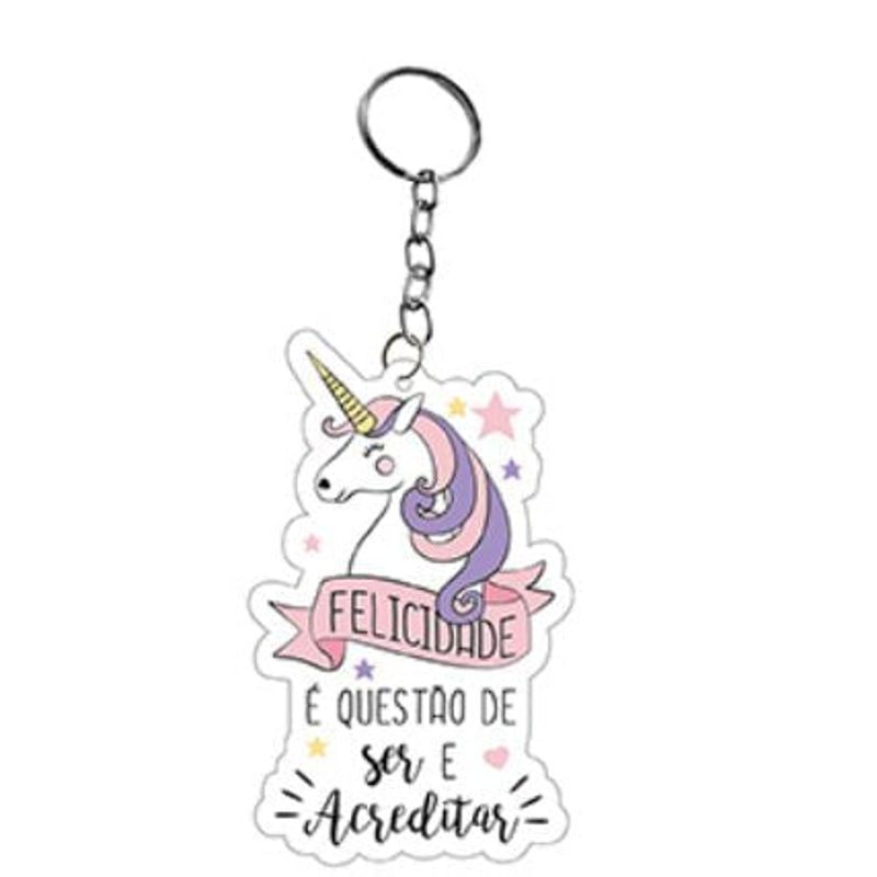 Chaveiro Lembrancinha - Unicórnio "Feliz... Acreditar" - 1 UN - LitoArte