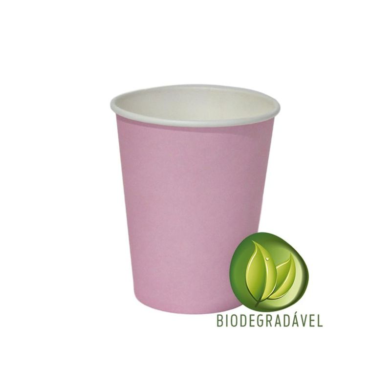 Copo Papel Biodegradável Rosa Bebê 240ml - 10 unidades - Silverplastic - Magazine 25