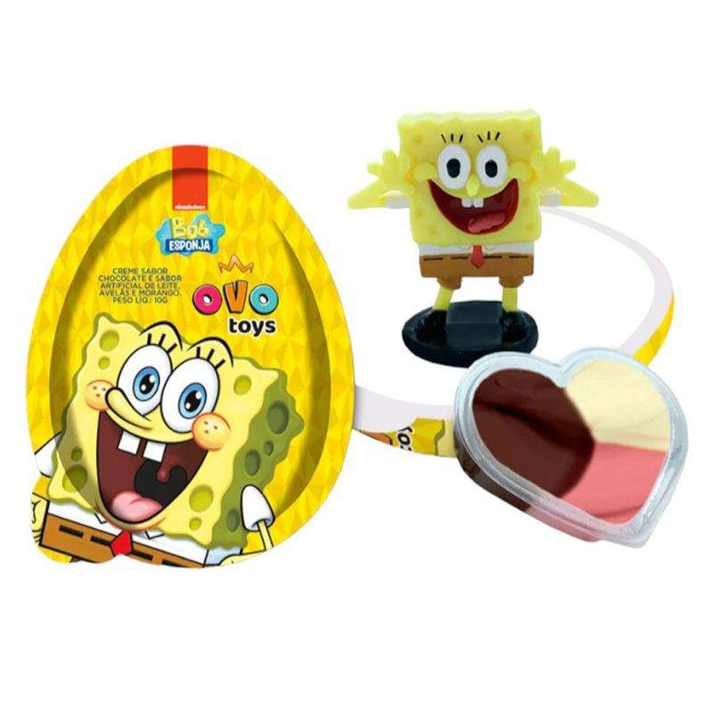 Ovo Toys Bob Esponja - Creme Napolitano e Surpresa Sortida - 10g - 1 unidade - Rizzo