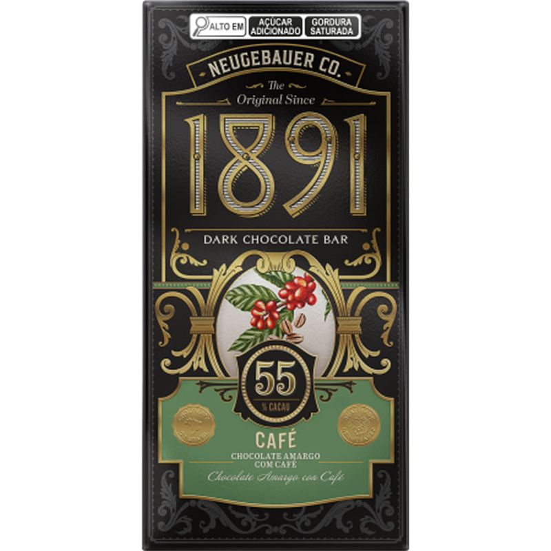 Tablete de Chocolate Amargo com Café 55% Cacau 90g - Neugebauer