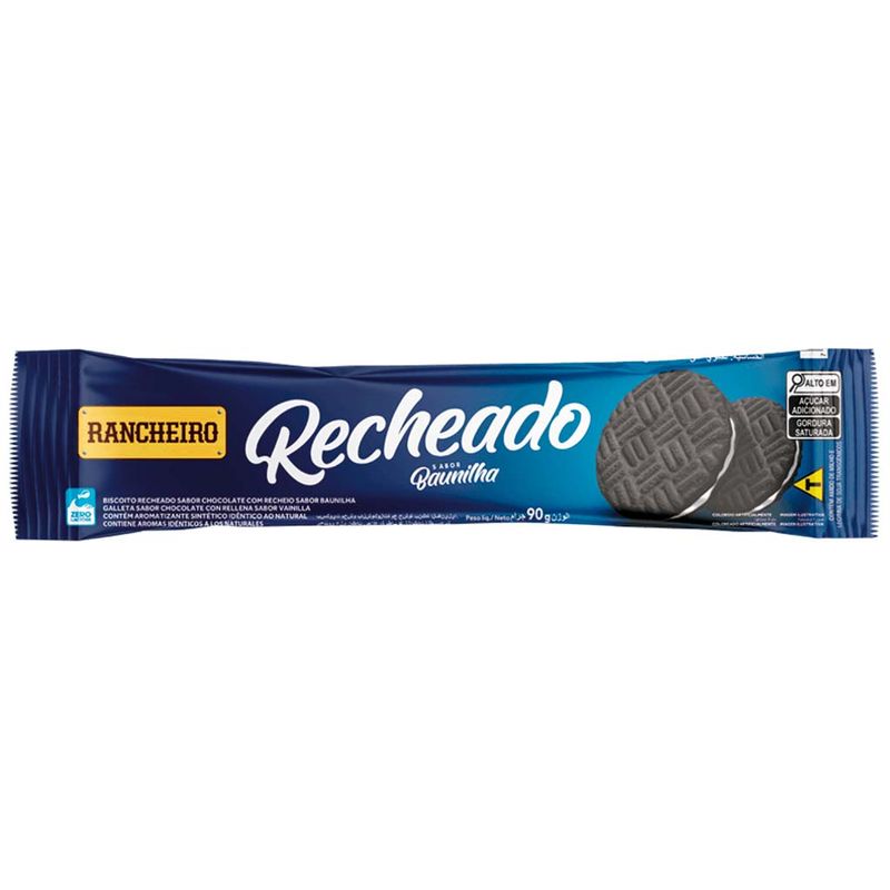 Biscoito Chocolate Recheio Baunilha 90g - Rancheiro