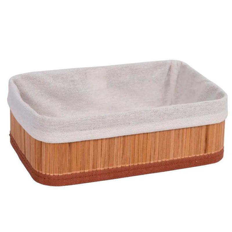 Cesta Decorativa de Bambu com Forro de Tecido - 33x23x12cm - 1 unidade - Magazine 25