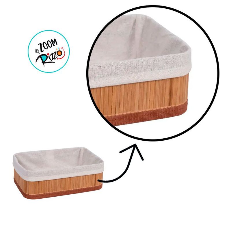 Cesta Decorativa de Bambu com Forro de Tecido - 33x23x12cm - 1 unidade - Magazine 25