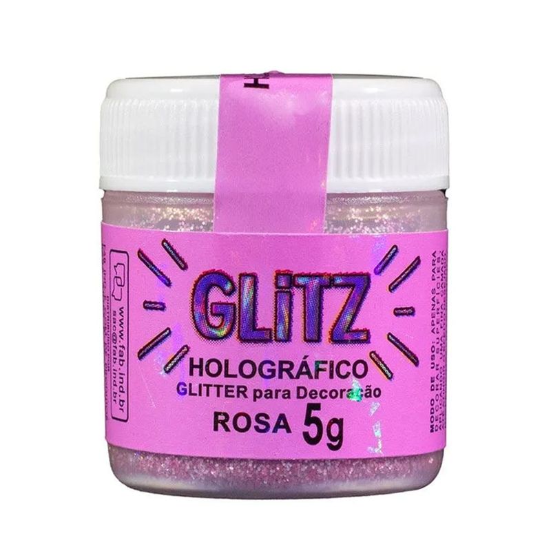 Gliter para Decoração Holográfico 5g Rosa - Fab!