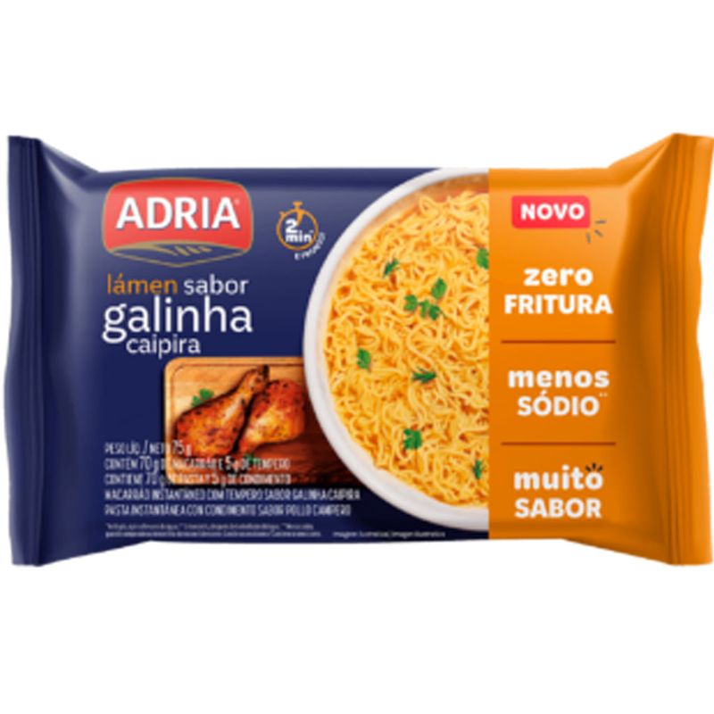 Macarrão Instantâneo Lámen Galinha Caipira 75g - Adria