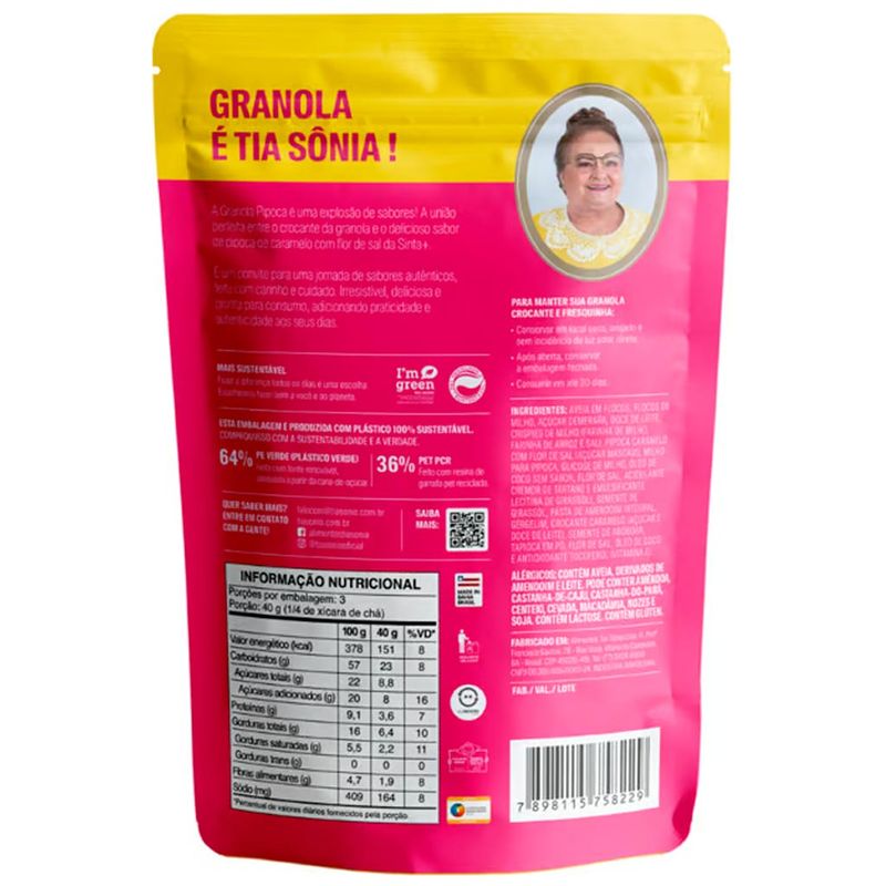 Granola Pipoca de Caramelo com Flor de Sal 120g - Tia Sônia