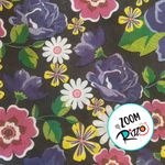 Toalha de Mesa em TNT - 70x70cm - Tipo Chita Preta com Flores - 5 unidades - Best Fest - Magazine 25