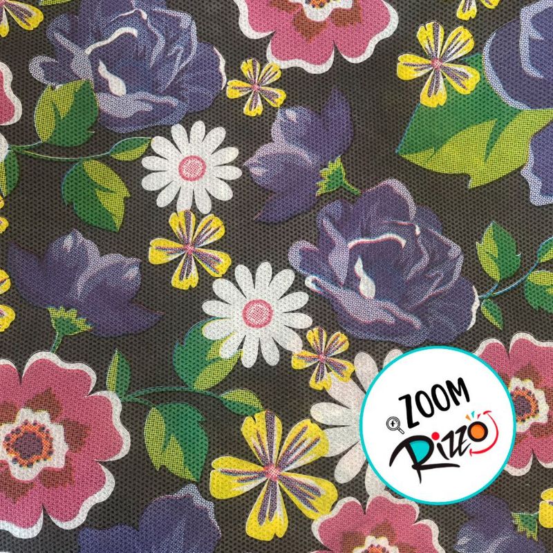 Toalha de Mesa em TNT - 70x70cm - Tipo Chita Preta com Flores - 5 unidades - Best Fest - Magazine 25