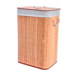 Cesto de Bambu Retangular com Dois Compartimentos e Forro - Canela - 52x32x60cm - 1 unidade - Magazine 25