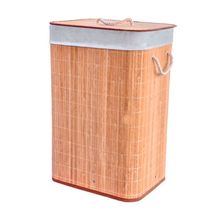 Cesto de Bambu Retangular com Dois Compartimentos e Forro - Canela - 52x32x60cm - 1 unidade - Magazine 25