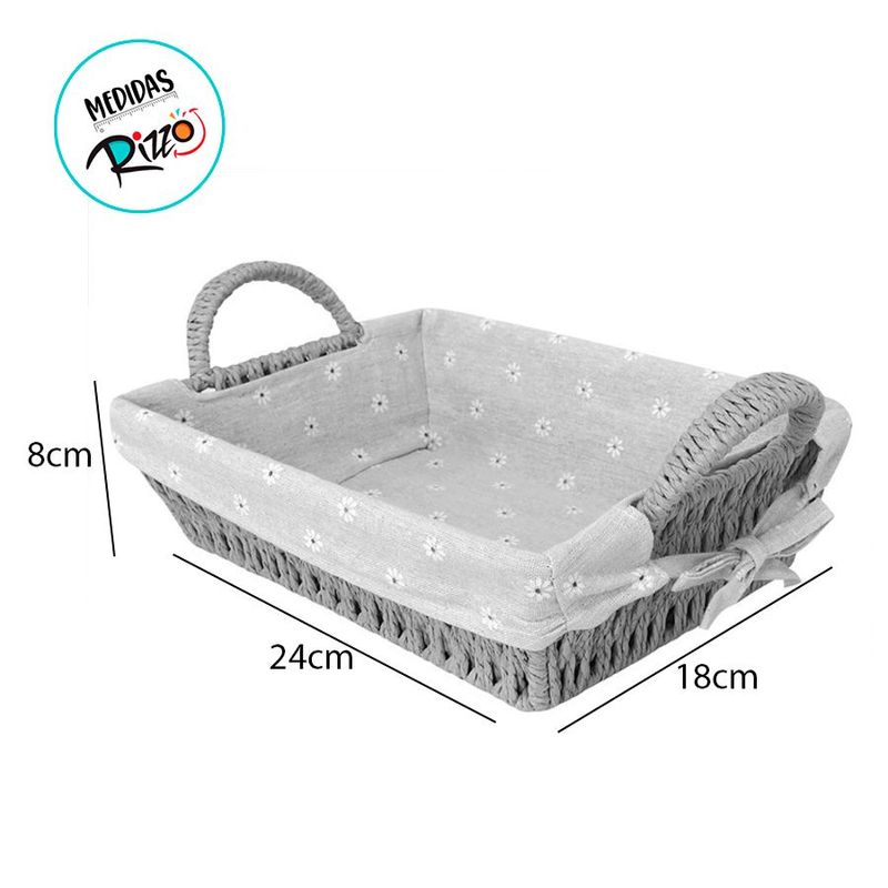 Kit Cesta Decorativa Acafate de Fibra Natural e Forro  - 3 unidades - Magazine 25