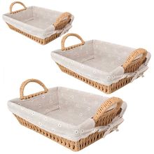 Kit Cesta Decorativa Acafate de Fibra Natural e Forro  - 3 unidades - Magazine 25
