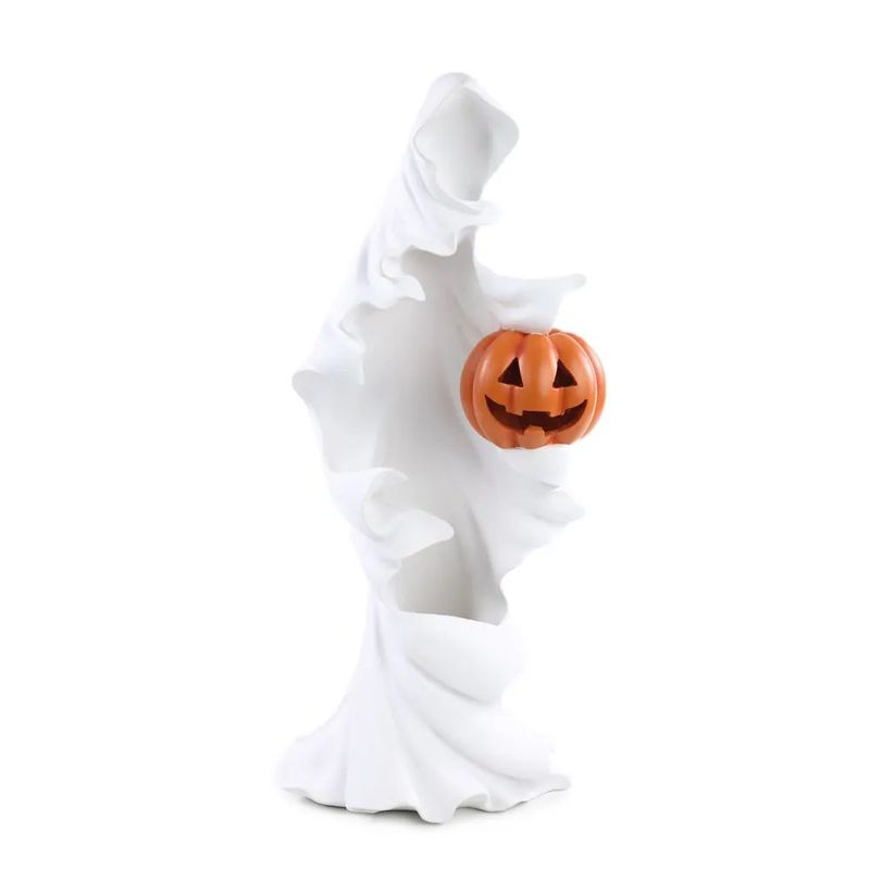 Enfeite de Resina Estátua Fantasma com Abóbora 51cm - 1 Un