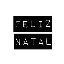 Carimbo Artesanal Feliz Natal Preto e Branco - M - 6,0 x5,1cm - Cod.RI-042 - Magazine 25