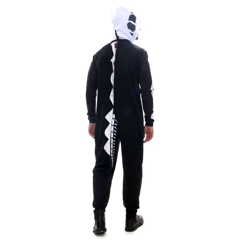 Fantasia Esqueleto Dinossauro Kigurumi Adulto com Capuz - Halloween M