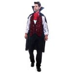 Fantasia Vampiro Vermelho Adulto com Capa e Lenço - Halloween 
 GG