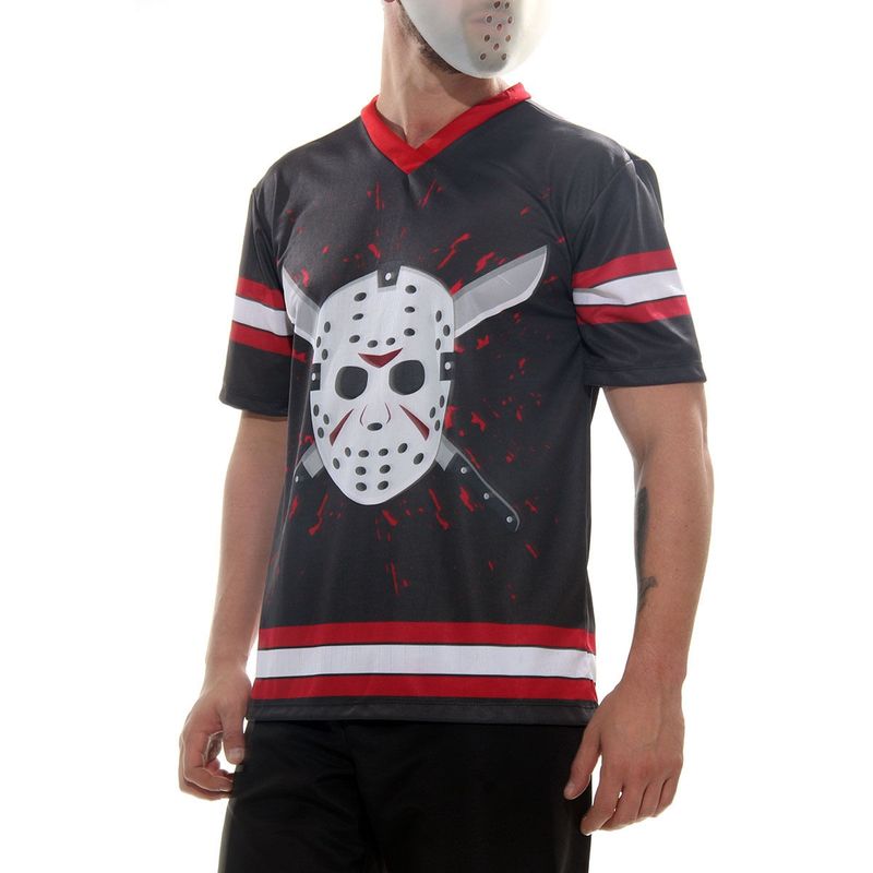 Fantasia Jason Masculino Camiseta Adulto com Máscara - Halloween G