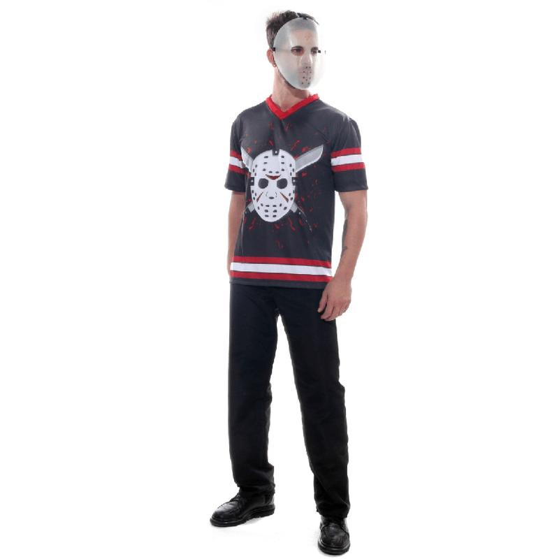 Fantasia Jason Masculino Camiseta Adulto com Máscara - Halloween G