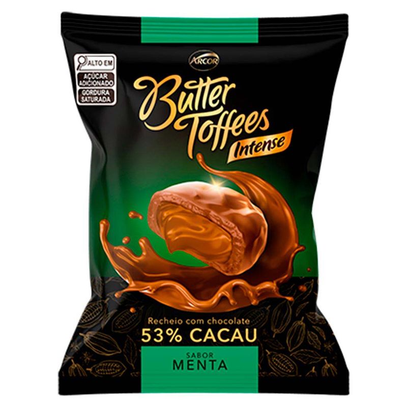 Bala Butter Toffees Intense 53% Cacau Menta 90g - Arcor